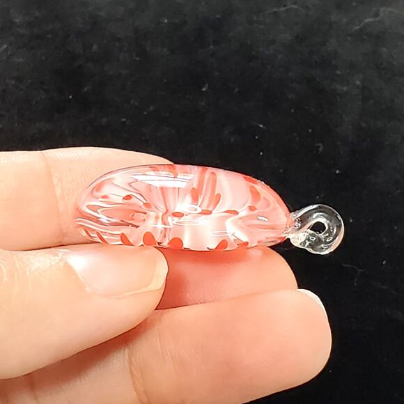 Vtg Style Murano Glass Pendant Red Pink Starburst Italian Art Jewelry 1.5" - Picture 3 of 5